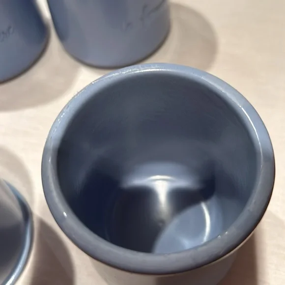 6 empty clay la fermiere yogurt pots. Blue Desired by crafters and bakers - Picture 6 of 6